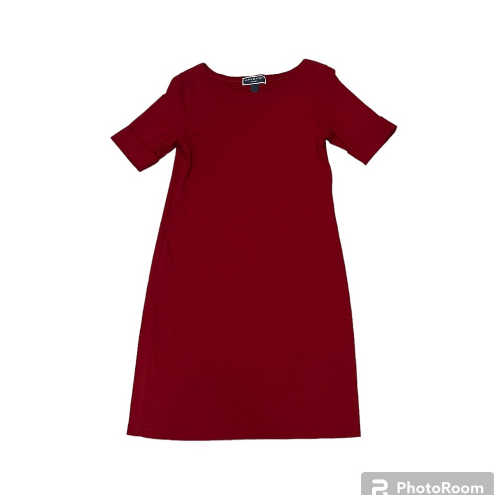 Karen Scott Sport Dark Red Rolled Cuff Short Sleeve T-Shirt Dress Size S